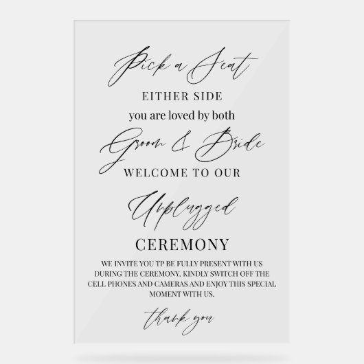 Panneau de mariage – Choisissez un siège, pas un c (Recto)