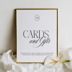Panneau de mariage classique encre et cartes blanc