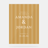 Panneau de mariage élégant à rayures beige (Recto)
