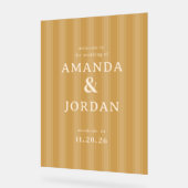 Panneau de mariage élégant à rayures beige (Angle)