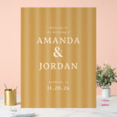 Panneau de mariage élégant à rayures beige (Mariage)