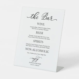 Panneau de mariage élégant calligraphie Bar des bo