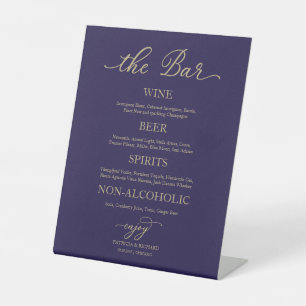 Panneau de mariage élégant or bleu marine Bar des