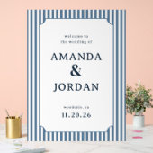 Panneau de mariage élégant rayé bleu (Mariage)