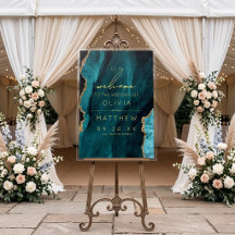 Panneau de mariage en acrylique à l'agate turquois