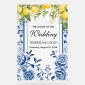Panneau de mariage en acrylique citron bleu (Recto)