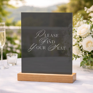 Panneau de mariage en acrylique noir 'Trouvez votr