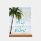 Panneau de mariage en acrylique Palmiers Open Bar (Recto)