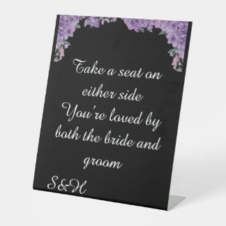 Panneau de mariage Fleurs Violettes Asseyez-vous o