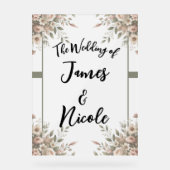 Panneau de mariage floral élégant vert olive et bl (Recto)