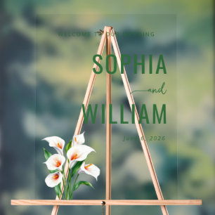 Panneau de mariage floral vert élégant