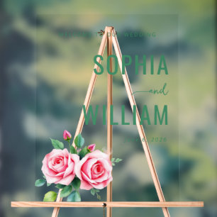 Panneau de mariage floral vert élégant