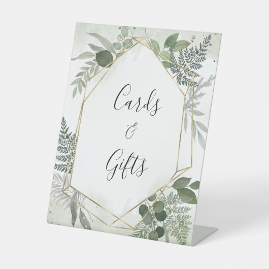 Panneau de mariage géométrique eucalyptus or sage (Recto)