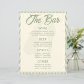 Panneau de mariage Menu Barrayure ondulée Vert sau (Debout devant)