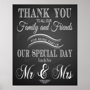 Panneau de mariage Merci sur tableau noir - tablea