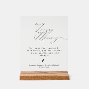 Panneau de mariage minimaliste à la mémoire de
