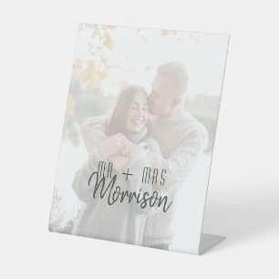Panneau de mariage moderne avec photo de M. et Mme