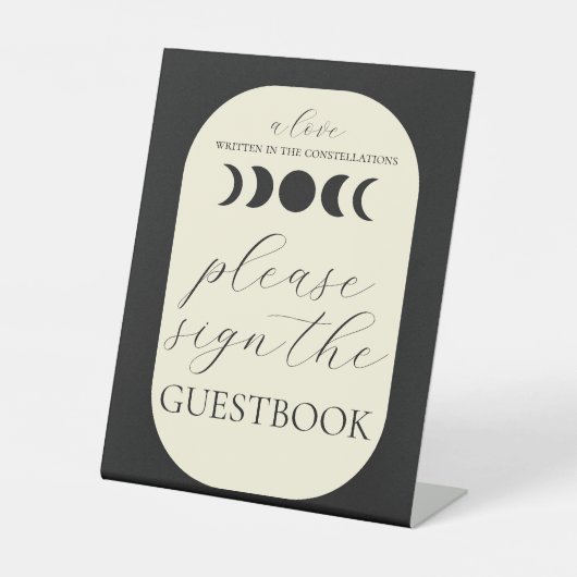 Panneau de mariage Phase de lune Luxe lunaire noir (Recto)