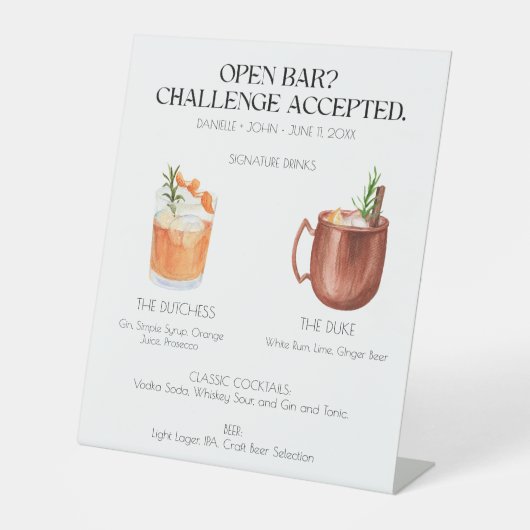Panneau de mariage pour bar ouvert avec cocktail s (Recto)