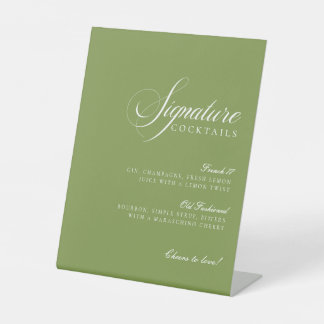 Panneau de mariage pour boissons signatures Vert I