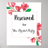 Panneau de mariage réservé Fleurs roses Poster bla (Devant)