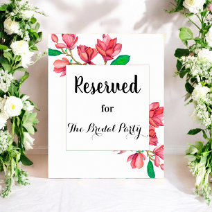 Panneau de mariage réservé rose floral Affiche bla