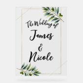 Panneau de mariage rustique feuille d'olive verte  (Recto)