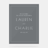 Panneau de mariage typographique gris élégant (Recto)
