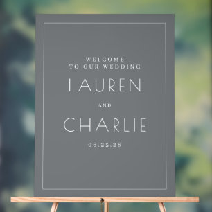 Panneau de mariage typographique gris élégant