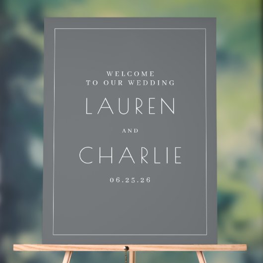 Panneau de mariage typographique gris élégant (Neutre)