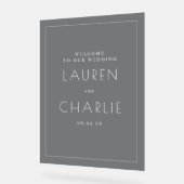 Panneau de mariage typographique gris élégant (Angle)
