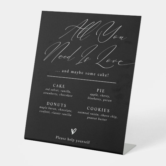 Panneau de menu de bar à desserts de mariage minim (Recto)
