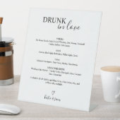 Panneau de menu de bar de mariage Amoureux Ivre (In SItu)