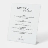 Panneau de menu de bar de mariage Amoureux Ivre (Recto)