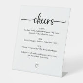 Panneau de menu de bar de mariage Cheers (Recto)