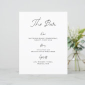 Panneau de menu de bar de mariage dessiné à la mai (Debout devant)