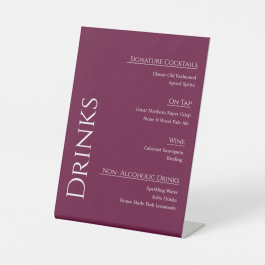 Panneau de menu de bar de mariage en acrylique mod (Recto)
