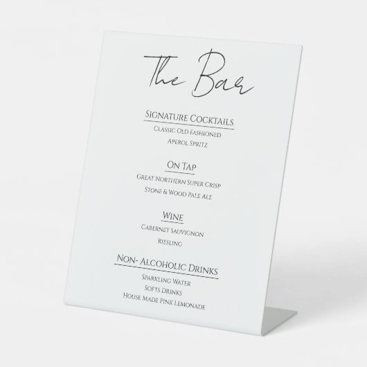 Panneau de menu de bar de mariage en acrylique mod (Recto)