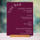 Panneau de menu de bar de mariage en acrylique mod (Neutre)
