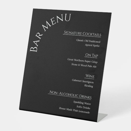 Panneau de menu de bar de mariage en acrylique mod (Recto)