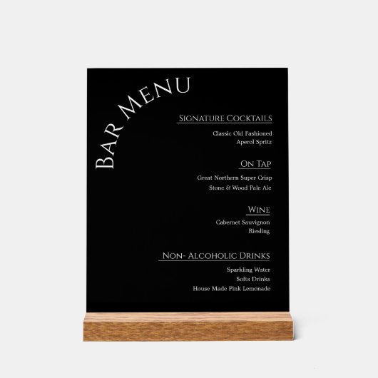 Panneau de menu de bar de mariage en acrylique mod (Recto)