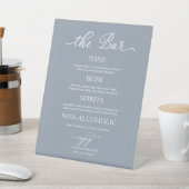 Panneau de menu de bar ouvert de mariage bleu pous (In SItu)