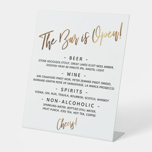 Panneau de menu de bar ouvert simple écriture manu (Recto)