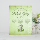 Panneau de menu de bar pour recette de Mint Julep  (Debout devant)