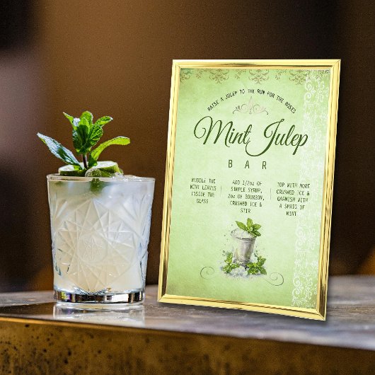 Panneau de menu de bar pour recette de Mint Julep 