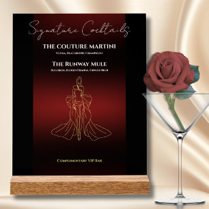 Panneau de menu de cocktail de gala de mode de lux