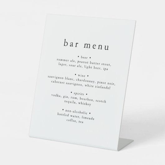 Panneau de menu de la barre de Mariage unique mini (Recto)