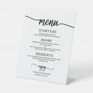 Panneau de Menu de Mariage Calligraphie Chic Rusti