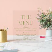 Panneau de menu de mariage élégant en vert sauge e (Mariage)
