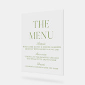 Panneau de menu de mariage élégant en vert sauge e (Angle)
